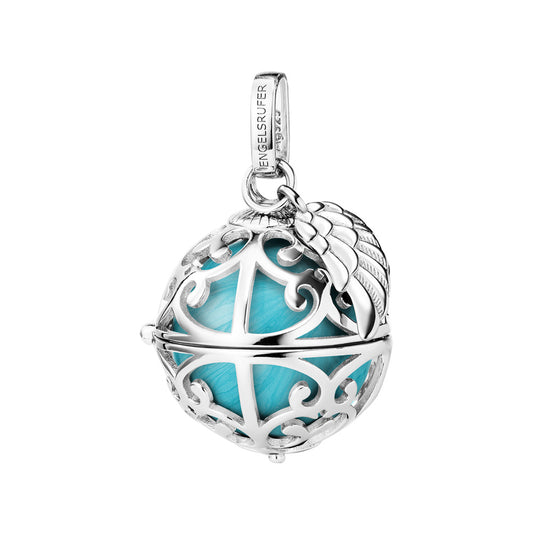 ENGELSRUFER SILVER TURQUOISE PEARL SMALL ANGEL WING SOUNDBALL PENDANT