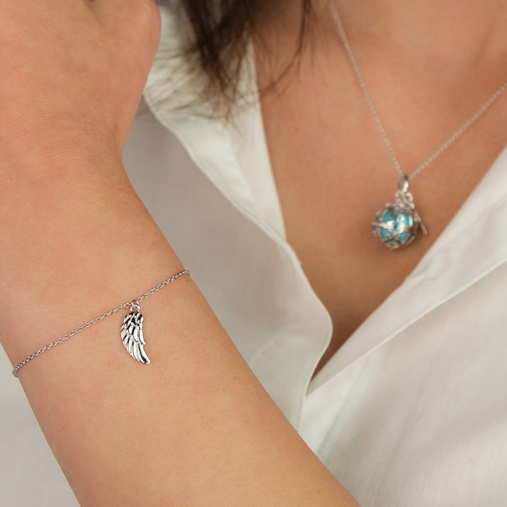 ENGELSRUFER SILVER ANGEL DANGLE FEATHER WING BRACELET