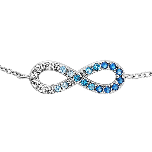 ENGELSRUFER SILVER OCEAN BLUE INFINITY CZ BRACELET