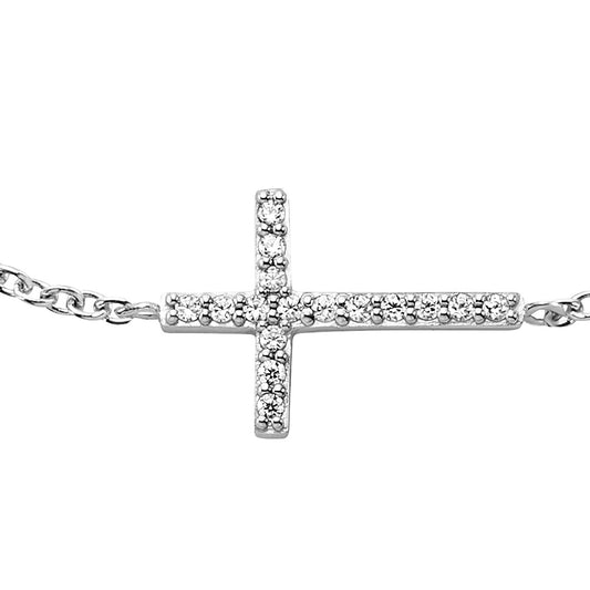 ENGELSRUFER SILVER CZ LITTLE CROSS BRACELET