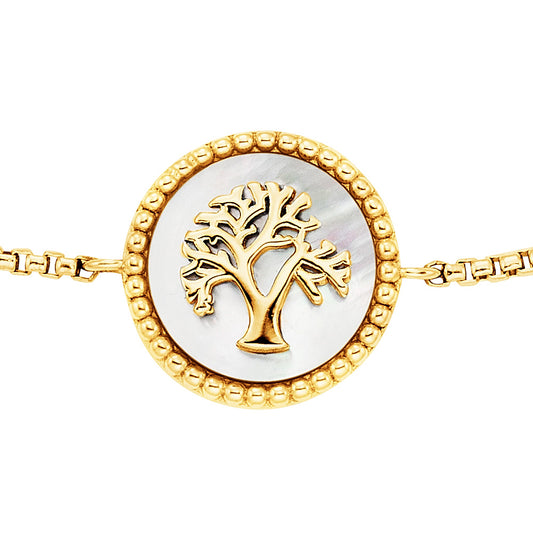 ENGELSRUFER GOLD TREE OF LIFE MOTHER OF PEARL BRACELET