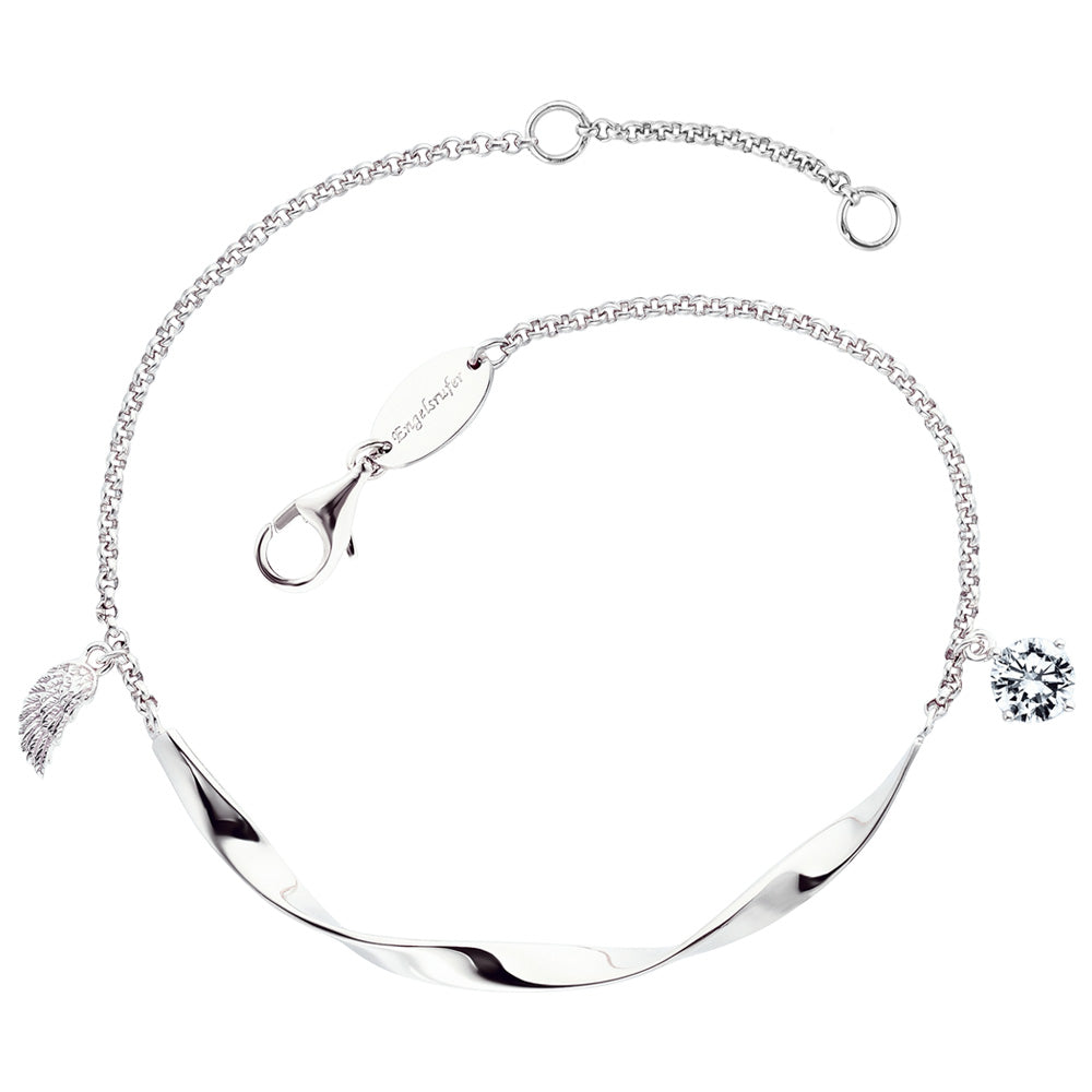 ENGELSRUFER SILVER TWIST WING CZ BRACELET