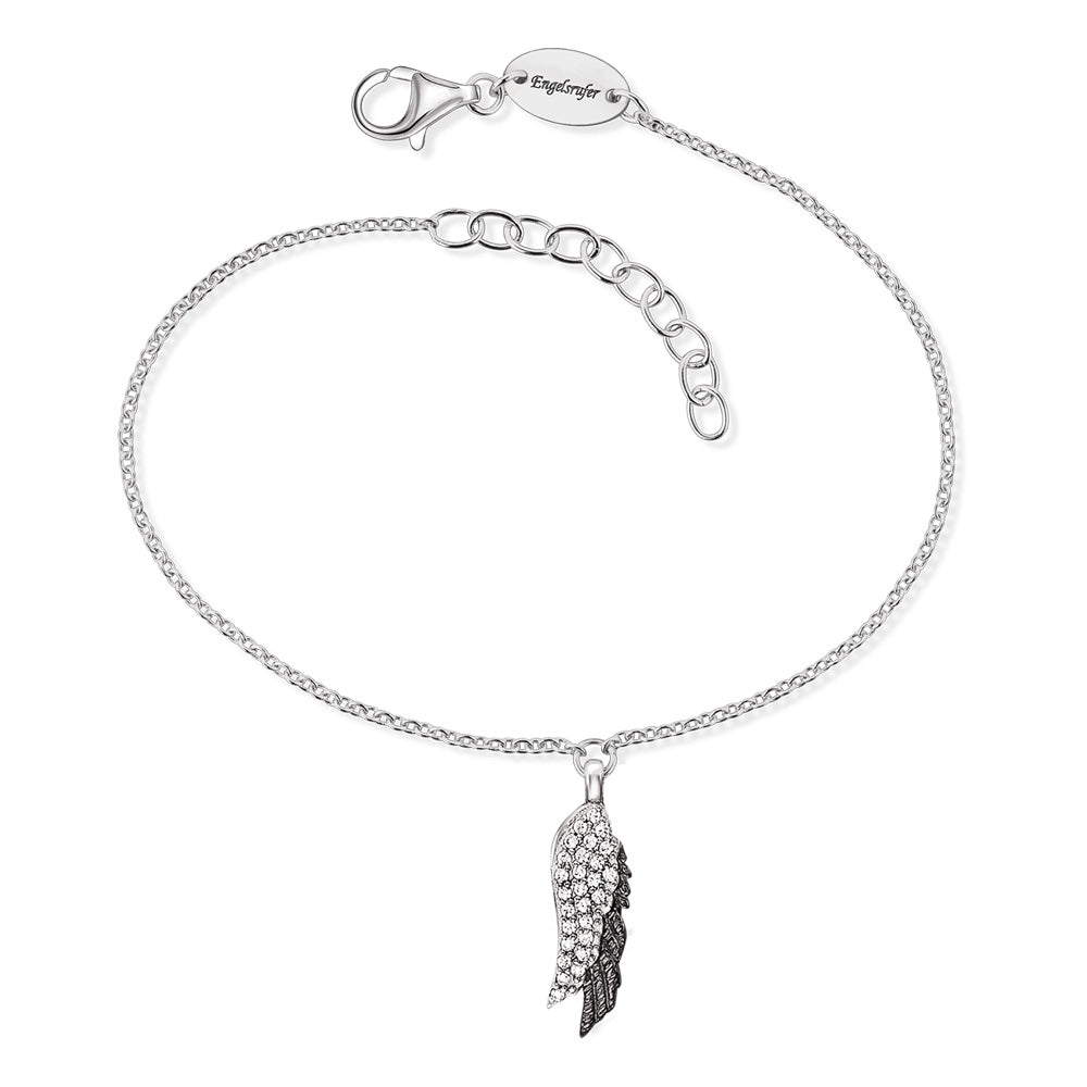 ENGELSRUFER SILVER BLACK WING DUO CZ BRACELET