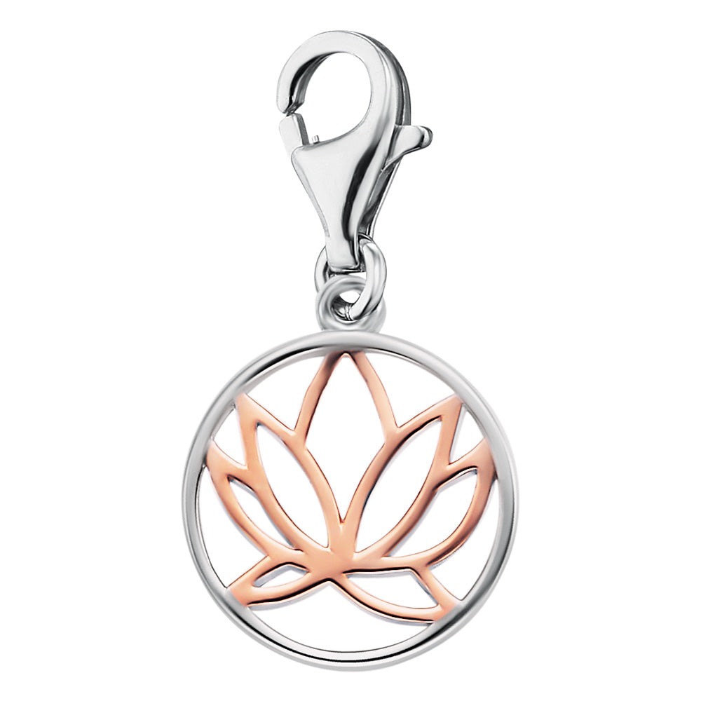 ENGELSRUFER SILVER ROSE GOLD LOTUS CHARM