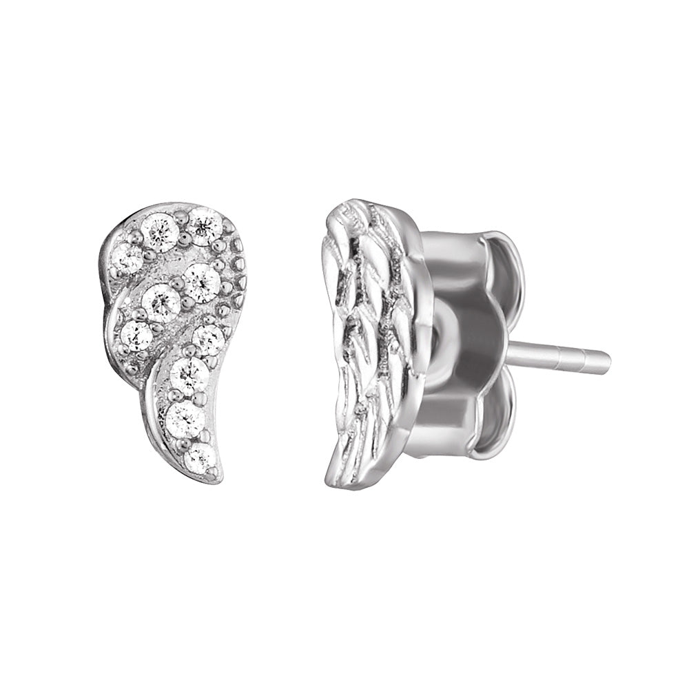ENGELSRUFER SILVER WING DUO CZ STUD EARRINGS