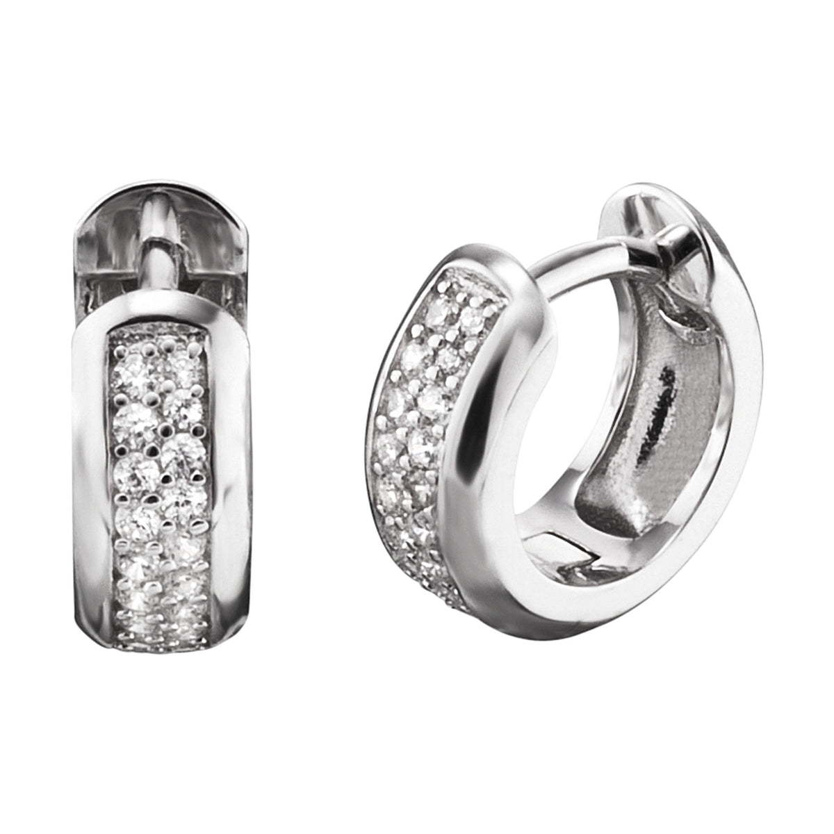 ENGELSRUFER SILVER ANNA 13MM CZ HUGGIE HOOP EARRINGS