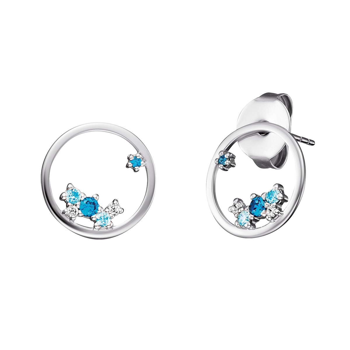 ENGELSRUFER SILVER COSMO CIRCLE BLUE CZ STUD EARRINGS