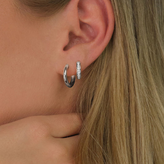 ENGELSRUFER SILVER EMMA 13MM HOOP CZ EARRINGS