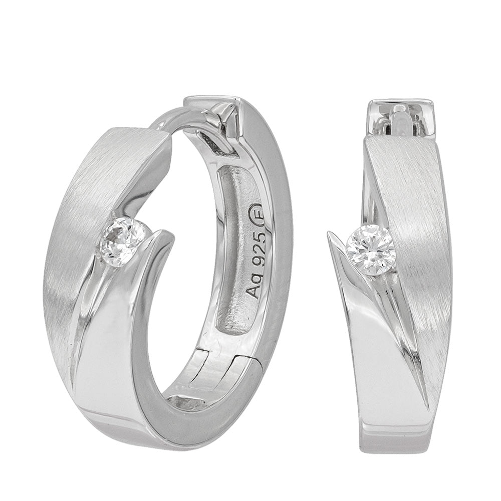 ENGELSRUFER SILVER JANA CZ HUGGIE HOOP EARRINGS