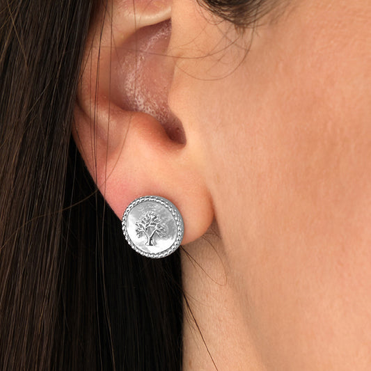 ENGELSRUFER SILVER TREE OF LIFE MOTHER OF PEARL EARRINGS