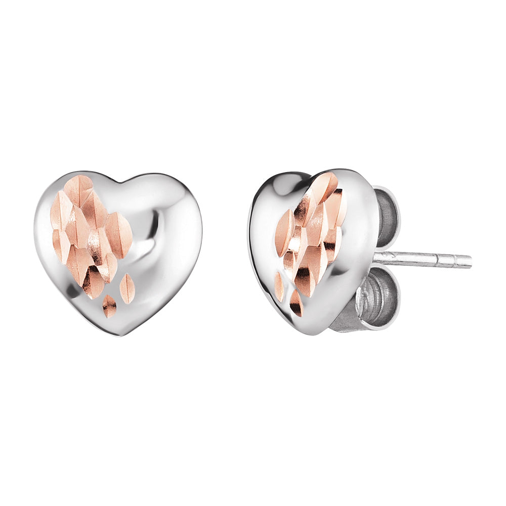 ENGELSRUFER SILVER WITH LOVE HEART STUD EARRINGS
