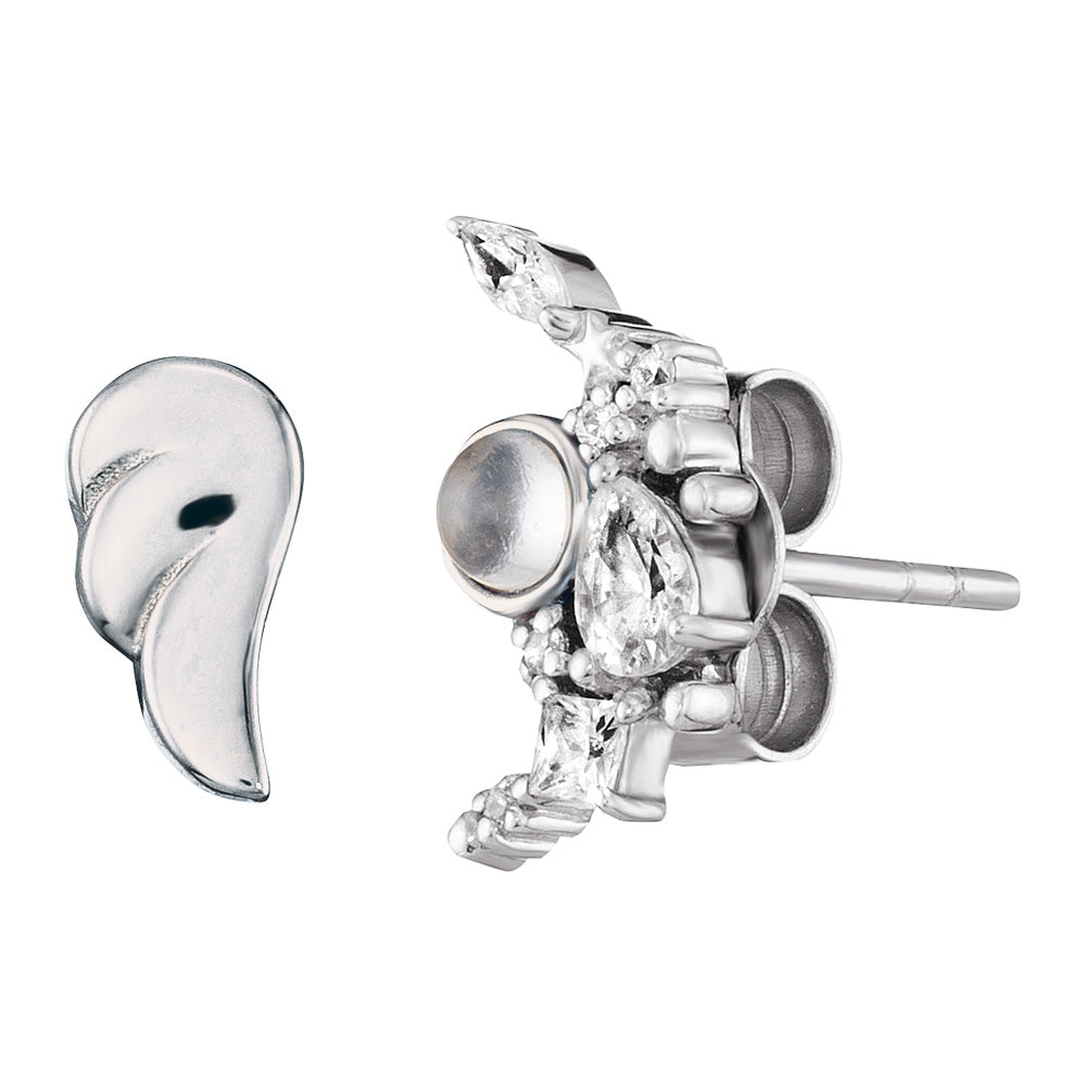 ENGELSRUFER SILVER MOON WING DUO STUD EARRINGS
