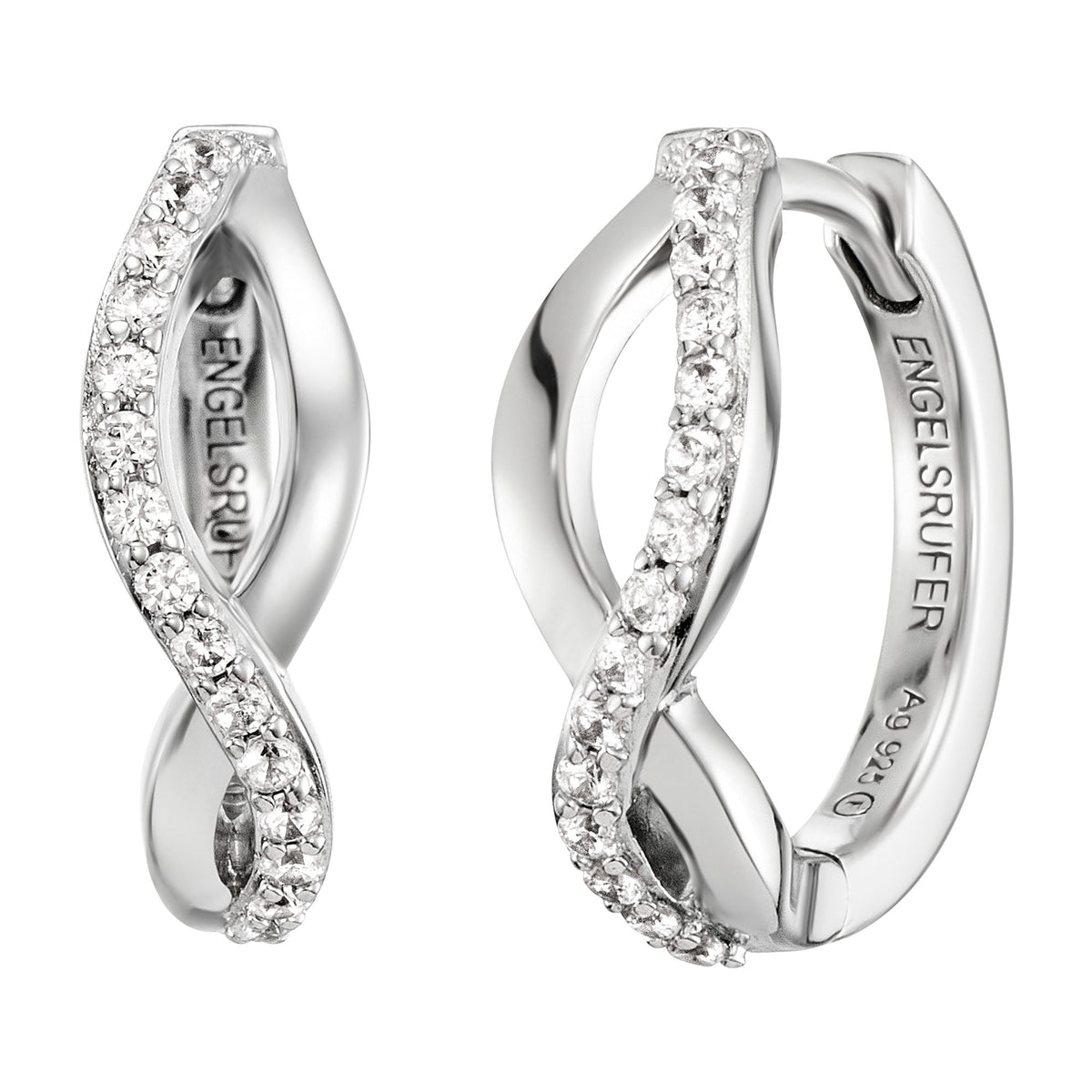 ENGELSRUFER SILVER INFINITY PARADISE 16.5MM CZ HOOP EARRINGS