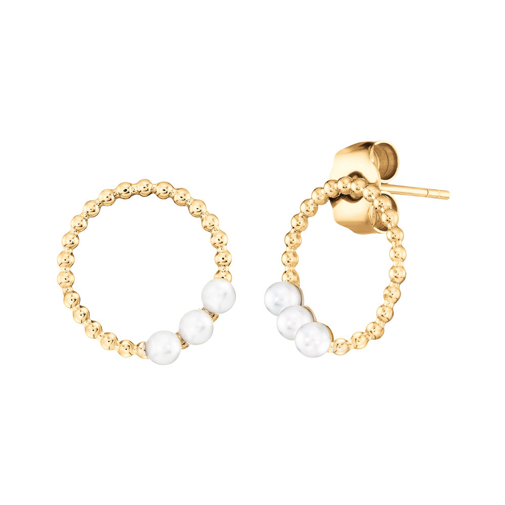 ENGELSRUFER GOLD PEARL TRIO STUD EARRINGS