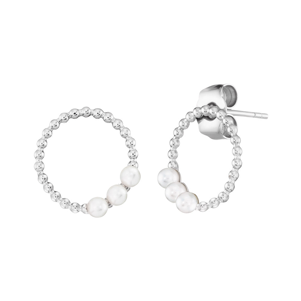 ENGELSRUFER SILVER PEARL TRIO STUD EARRINGS