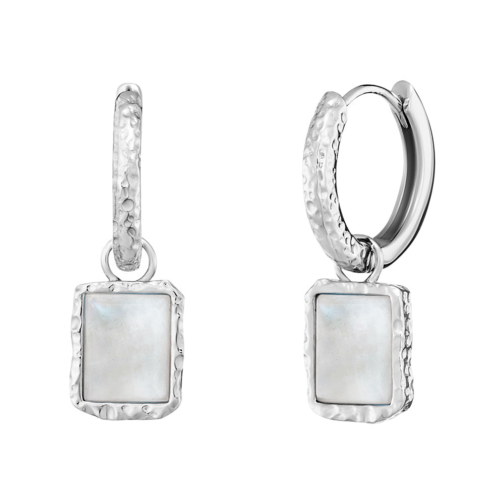 ENGELSRUFER SILVER PURE MOONSTONE HOOP EARRINGS
