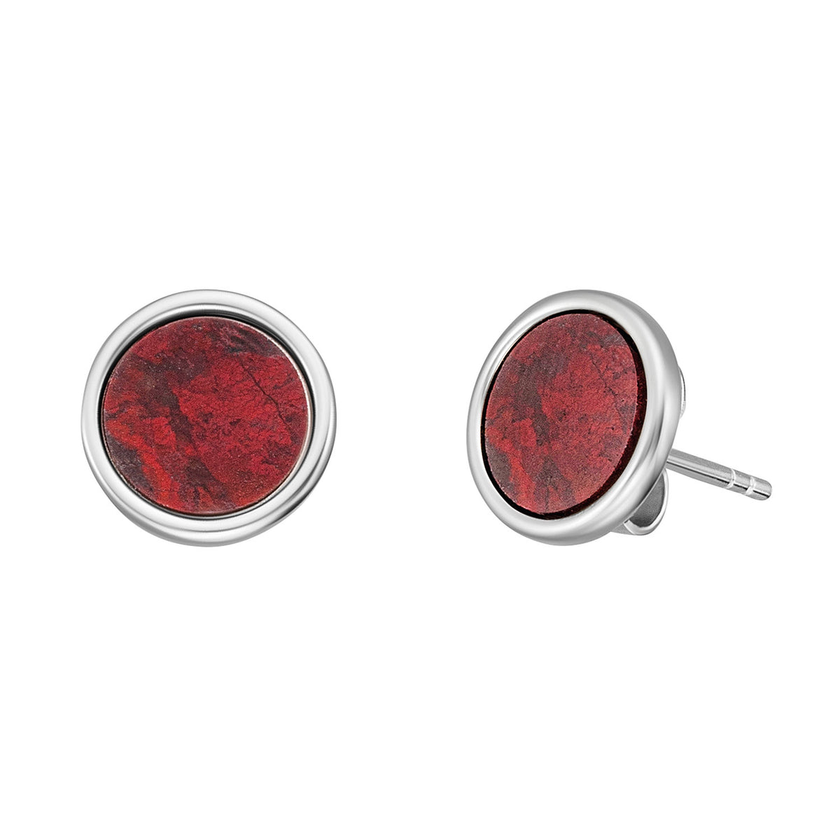 ENGELSRUFER SILVER RED JASPER 10MM STUD EARRINGS