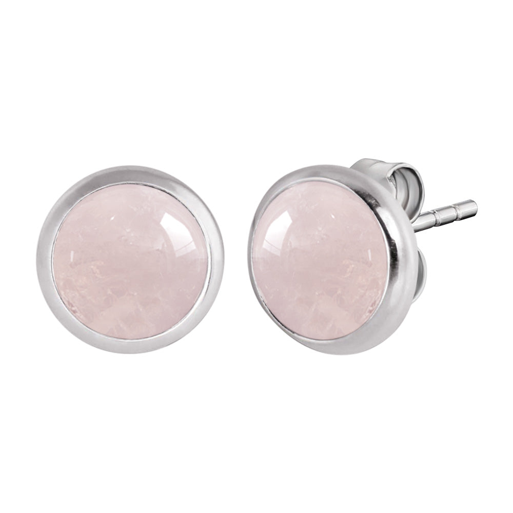 ENGELSRUFER SILVER ROSE QUARTZ STUD EARRINGS