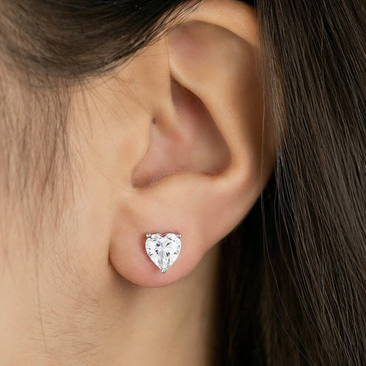 ENGELSRUFER SILVER HEART SOLITAIRE CZ EARRINGS