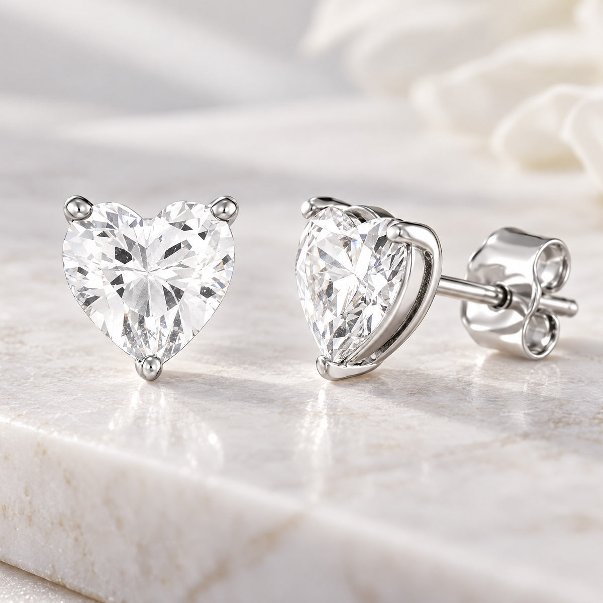 ENGELSRUFER SILVER HEART SOLITAIRE CZ EARRINGS