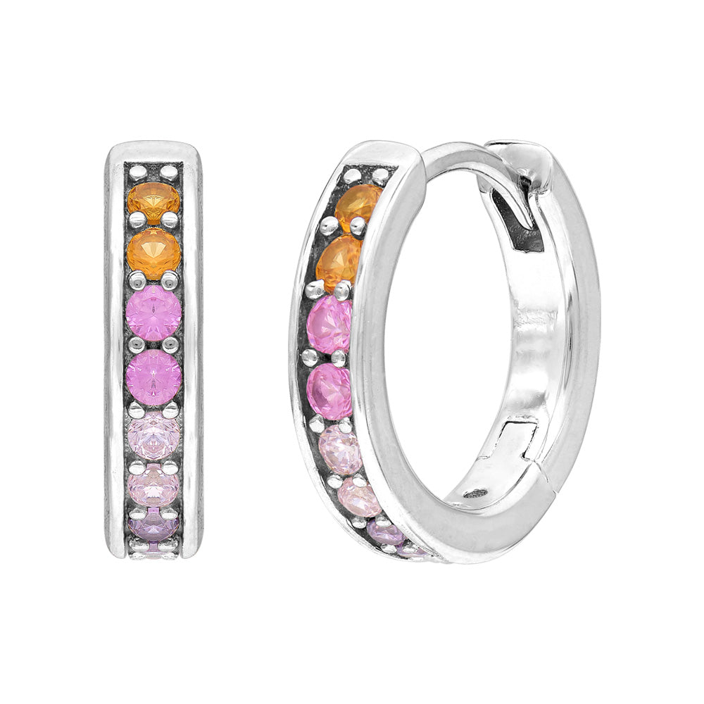 ENGELSRUFER SILVER 13MM WARM RAINBOW CZ HOOP EARRINGS