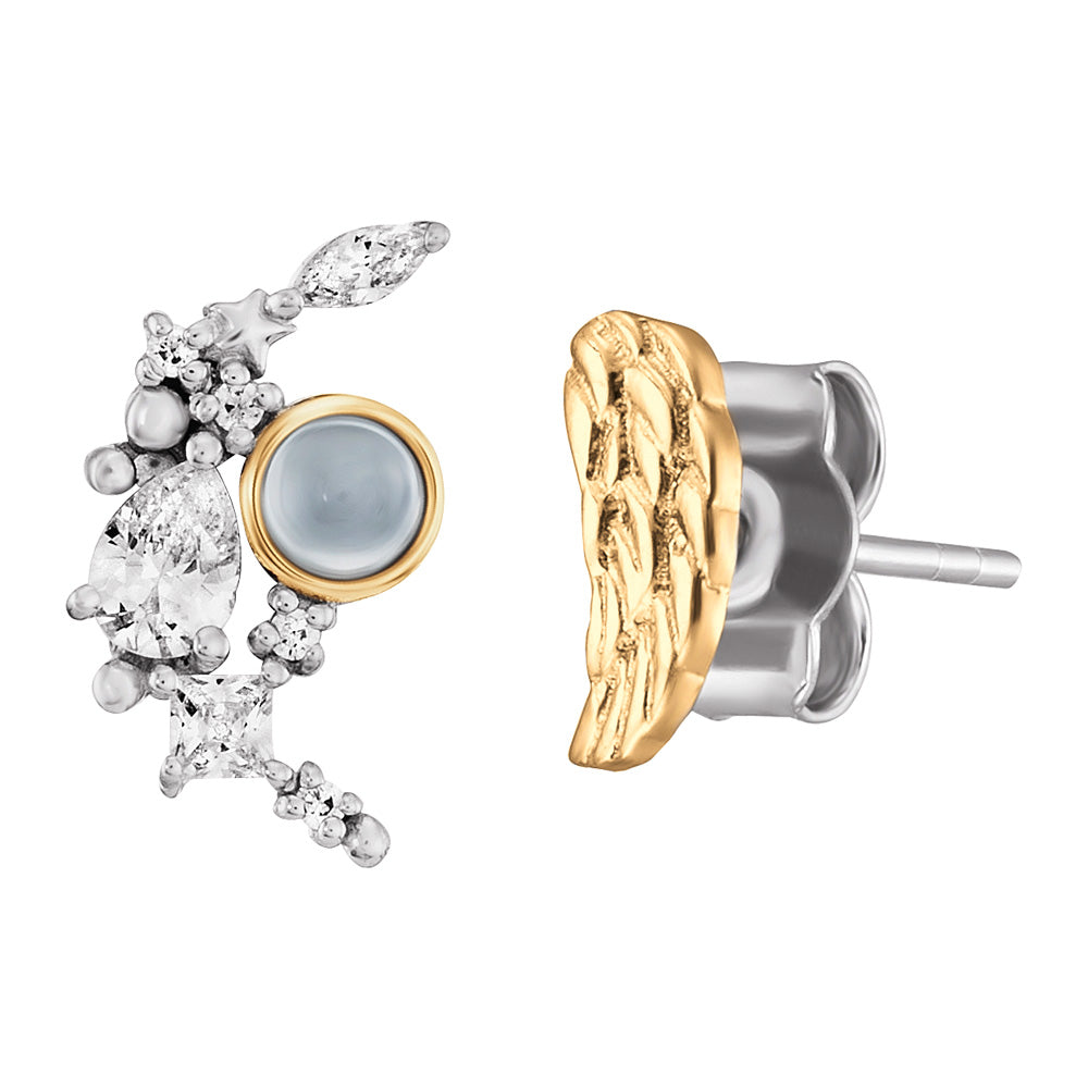 ENGELSRUFER GOLD WING MOON DUO STUD EARRINGS
