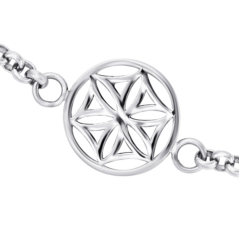 ENGELSRUFER STEEL FLOWER OF LIFE ANKLET