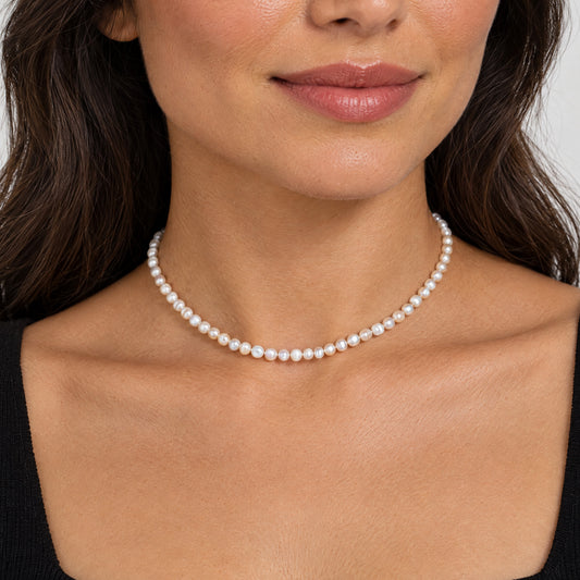 ENGELSRUFER SILVER FRESHWATER PEARL 40CM NECKLACE