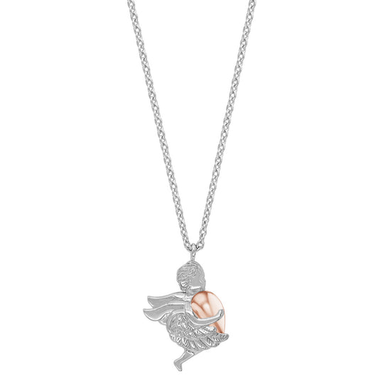 ENGELSRUFER SILVER ROSE GOLD ANGEL HEARTWING NECKLACE