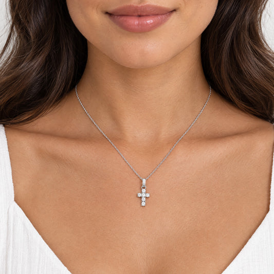 ENGELSRUFER SILVER HOPE CROSS CZ NECKLACE