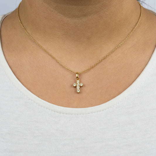 ENGELSRUFER GOLD HOPE CROSS CZ NECKLACE