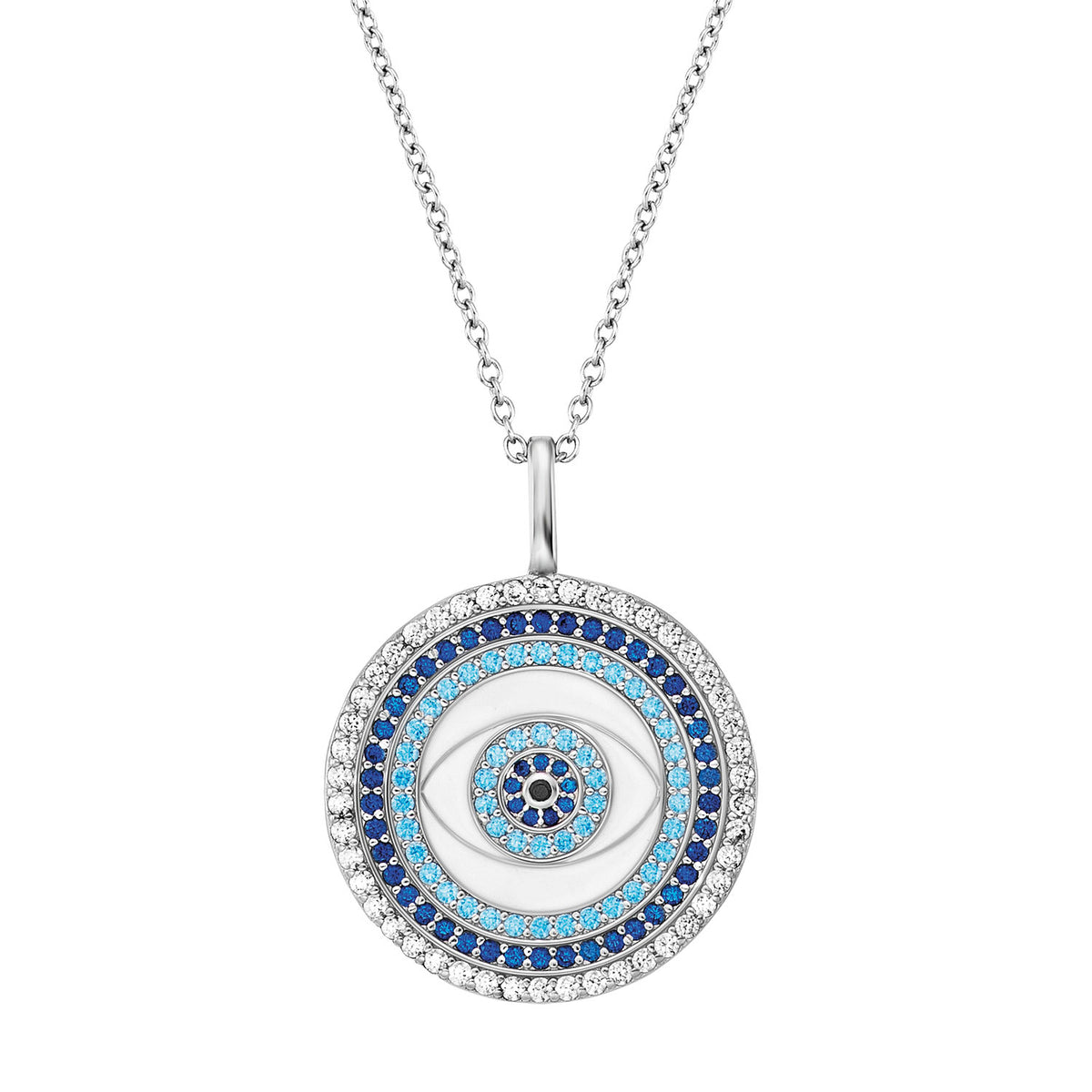 ENGELSRUFER SILVER LUCKY EYE ENAMEL BLUE CZ NECKLACE