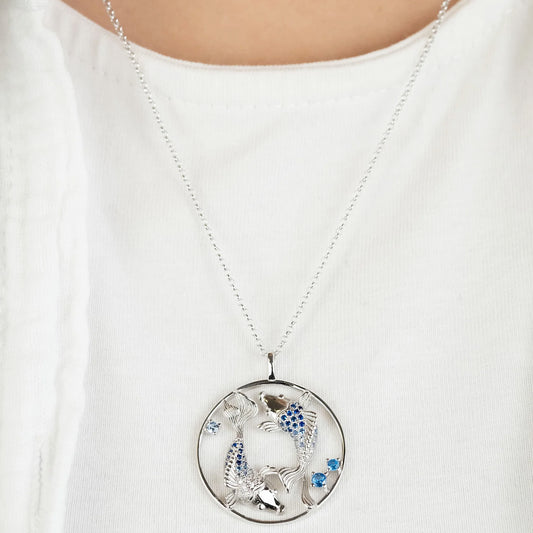 ENGELSRUFER OCEAN BLUE KOI FISH BALANCE CZ NECKLACE