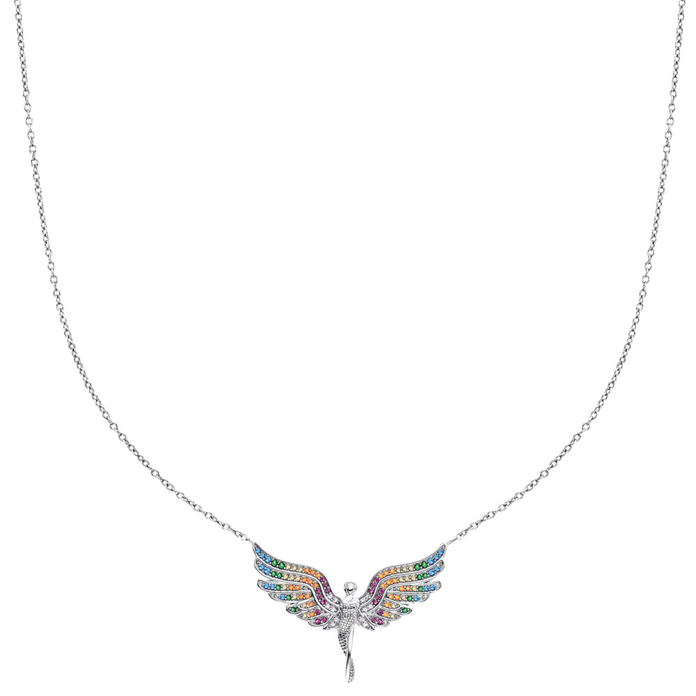 ENGELSRUFER SILVER FLYING ANGEL RAINBOW NECKLACE