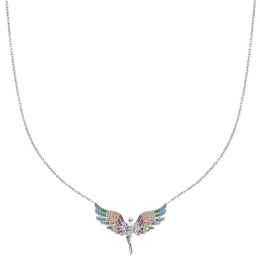 ENGELSRUFER SILVER FLYING ANGEL RAINBOW NECKLACE