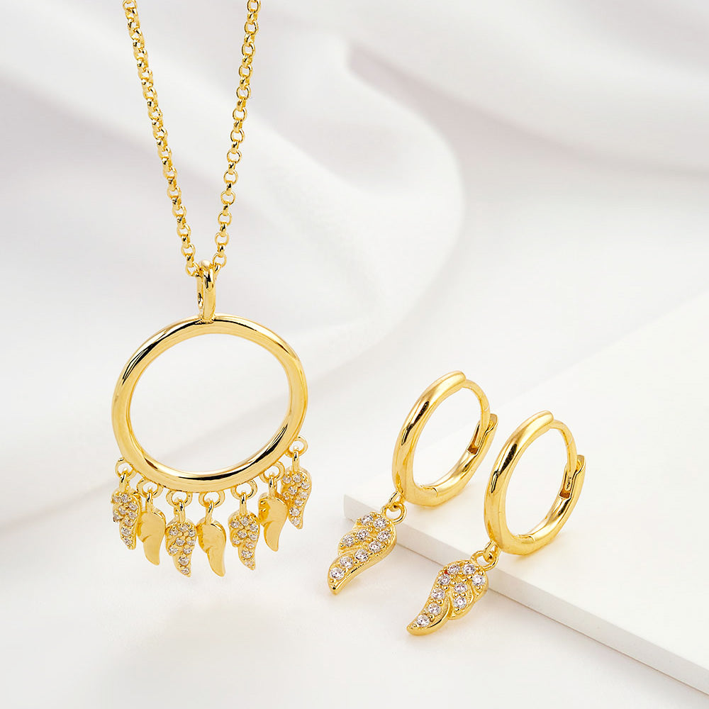 ENGELSRUFER FLYING WINGS CZ GOLD NECKLACE