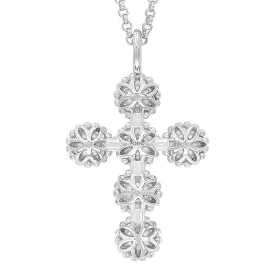 ENGELSRUFER SILVER GLORY PEARL CROSS NECKLACE