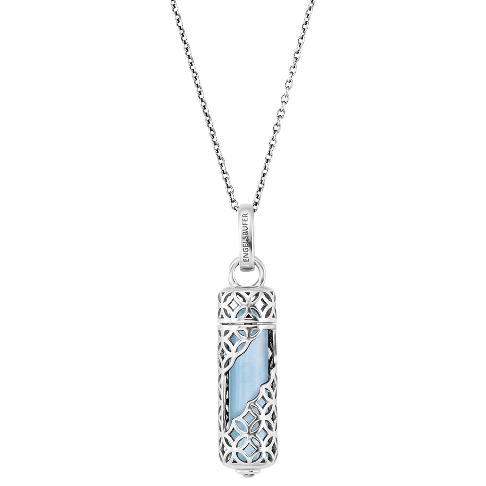 ENGELSRUFER SILVER BLUE AGATE POWERFUL STONE MEDIUM NECKLACE