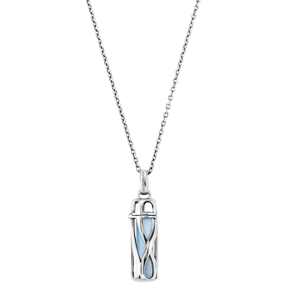 ENGELSRUFER SILVER BLUE AGATE POWERFUL STONE SMALL NECKLACE