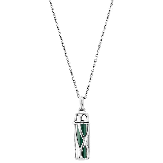 ENGELSRUFER SILVER MALACHITE POWERFUL STONE SMALL NECKLACE