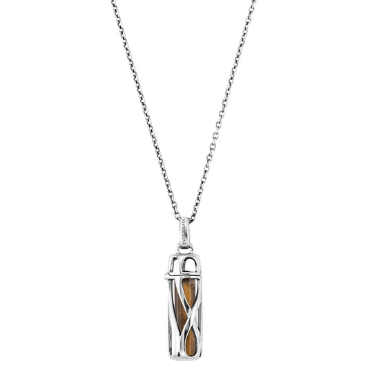 ENGELSRUFER SILVER TIGER EYE POWERFUL STONE SMALL NECKLACE