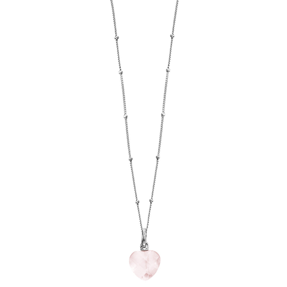ENGELSRUFER SILVER ROSE QUARTZ HEART NECKLACE