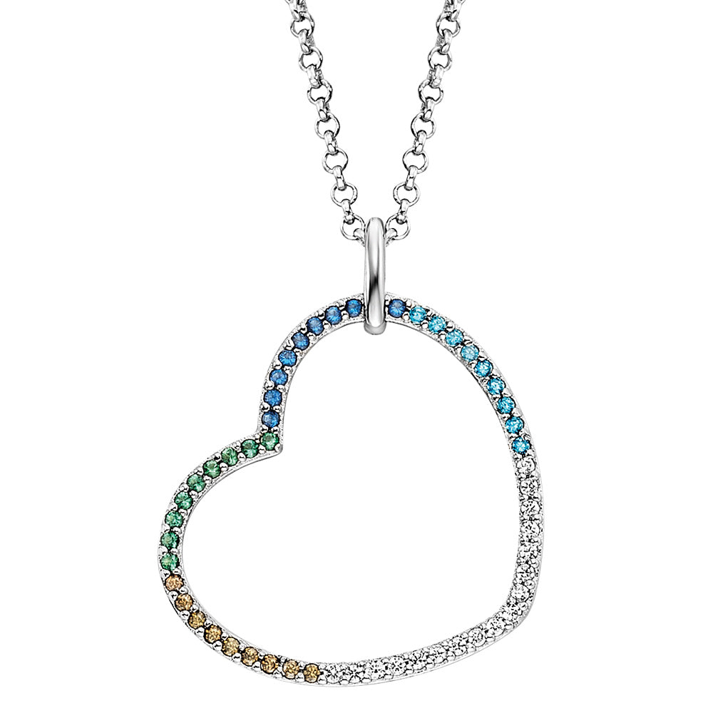 ENGELSRUFER SILVER HEART COOL RAINBOW CZ NECKLACE