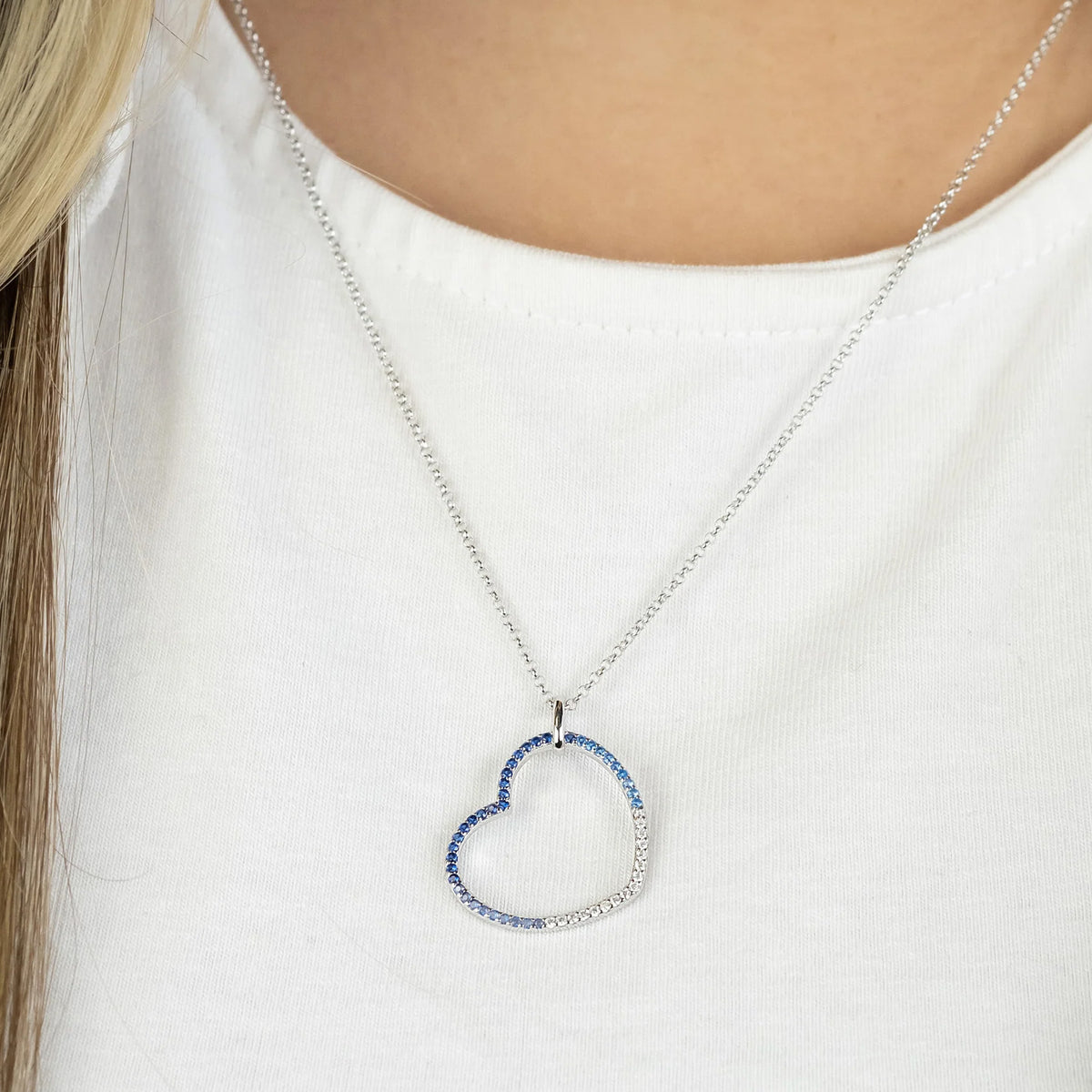 ENGELSRUFER SILVER OCEAN BLUE HEART CZ NECKLACE