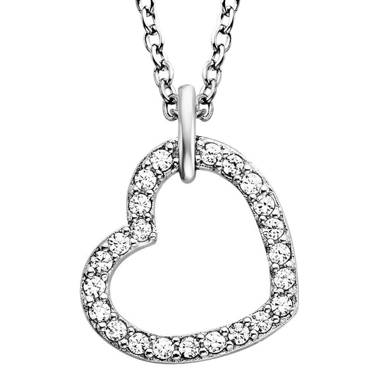 ENGELSRUFER SILVER SMALL SHINY HEART PAVE CZ NECKLACE