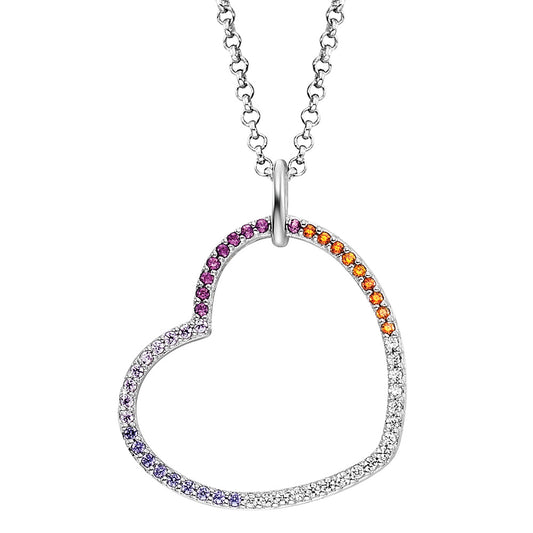 ENGELSRUFER SILVER HEART WARM RAINBOW CZ NECKLACE