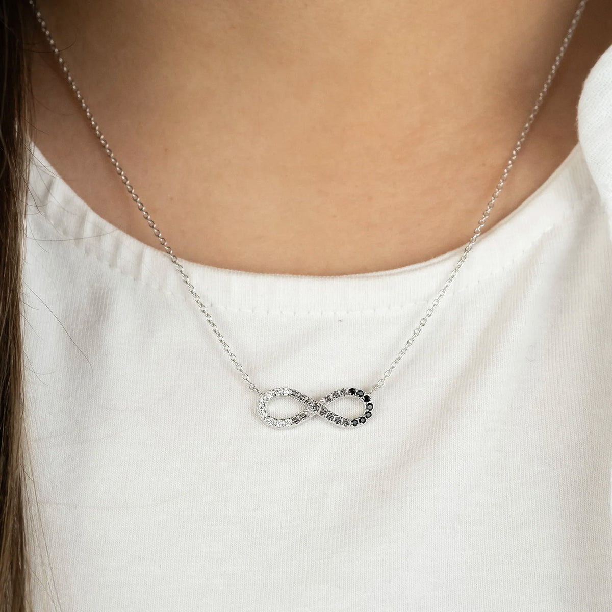 ENGELSRUFER SILVER DARK SHADE INFINITY CZ NECKLACE