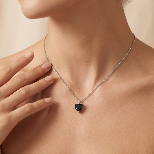 ENGELSRUFER SILVER HEART SOLITAIRE BLACK CZ NECKLACE