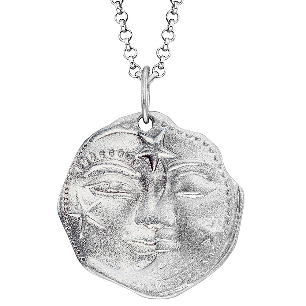ENGELSRUFER SILVER SUN MOON & STARS COIN NECKLACE