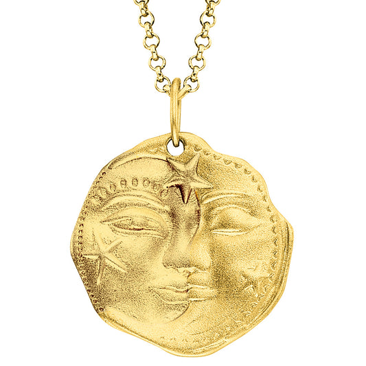 ENGELSRUFER GOLD SUN MOON & STARS COIN NECKLACE
